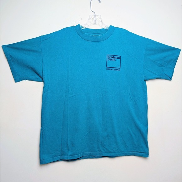 Vintage Goldman Sachs Box Logo Hong Kong 92 Macau Single Stitch Shirt Size Large